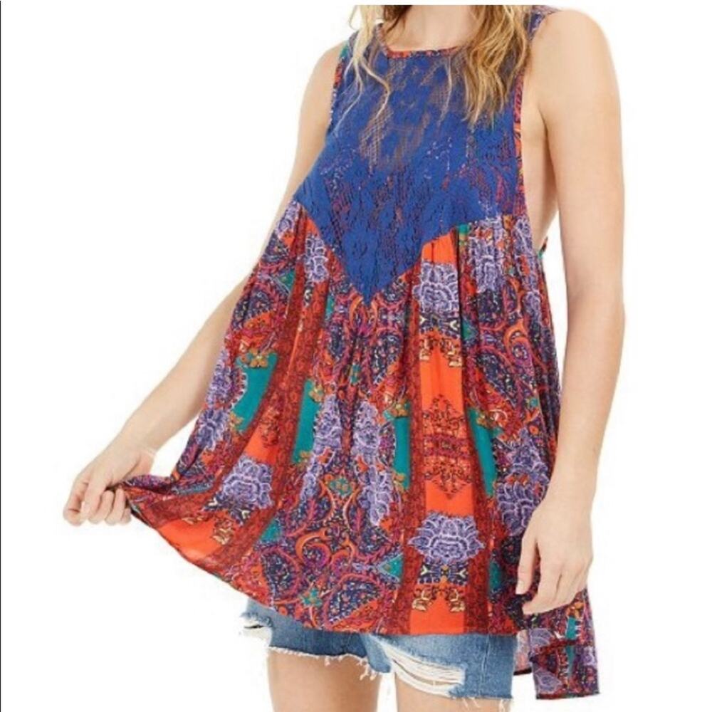Free People Count Me In Trapeze Mini Dress Red Hot, Small